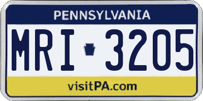 PA license plate MRI3205