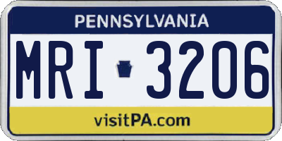 PA license plate MRI3206