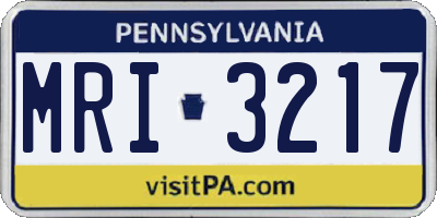 PA license plate MRI3217