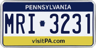 PA license plate MRI3231