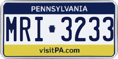 PA license plate MRI3233