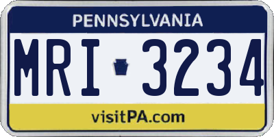 PA license plate MRI3234
