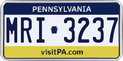 PA license plate MRI3237