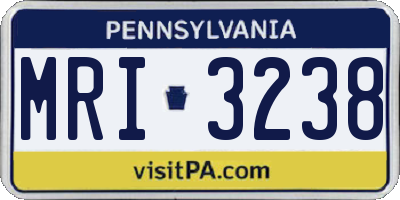PA license plate MRI3238