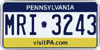 PA license plate MRI3243