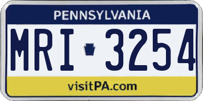 PA license plate MRI3254