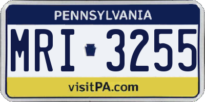 PA license plate MRI3255