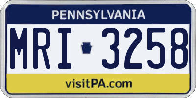 PA license plate MRI3258