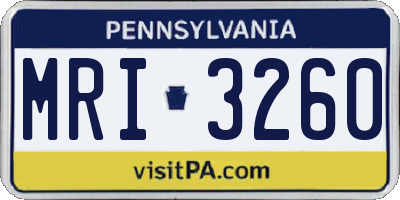 PA license plate MRI3260