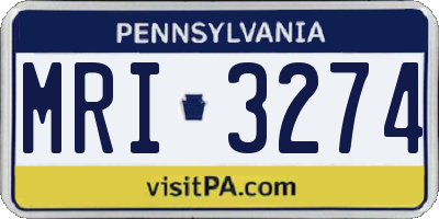 PA license plate MRI3274