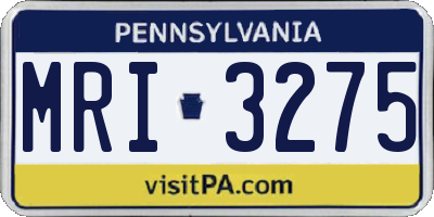 PA license plate MRI3275