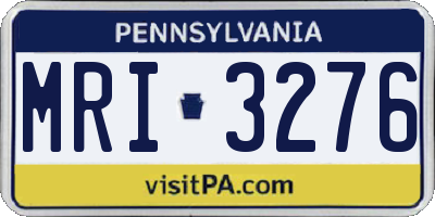 PA license plate MRI3276