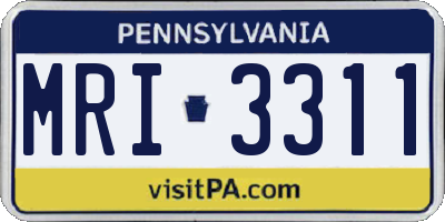 PA license plate MRI3311