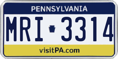 PA license plate MRI3314