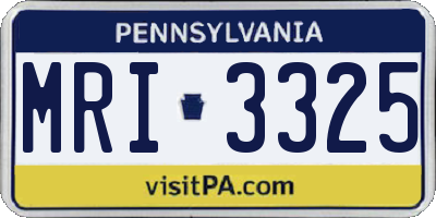 PA license plate MRI3325
