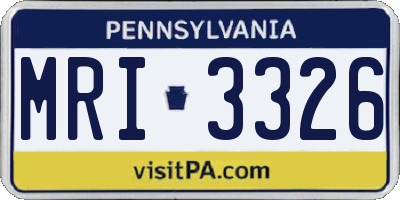 PA license plate MRI3326