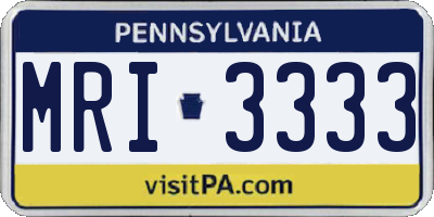 PA license plate MRI3333
