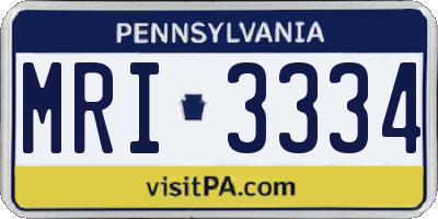 PA license plate MRI3334
