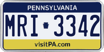 PA license plate MRI3342