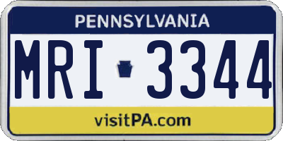 PA license plate MRI3344