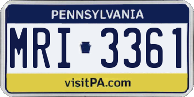 PA license plate MRI3361