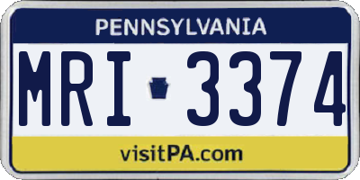 PA license plate MRI3374