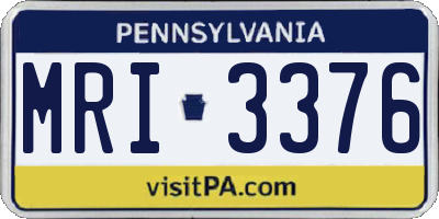 PA license plate MRI3376