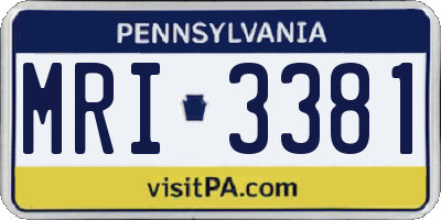 PA license plate MRI3381