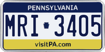 PA license plate MRI3405