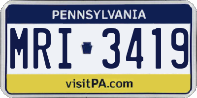 PA license plate MRI3419