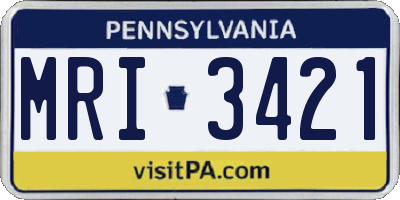PA license plate MRI3421