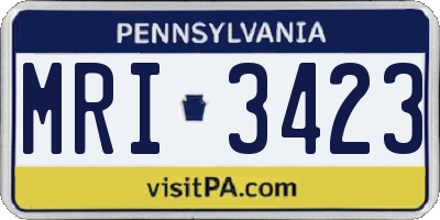 PA license plate MRI3423