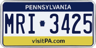 PA license plate MRI3425