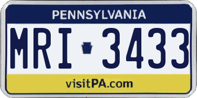 PA license plate MRI3433