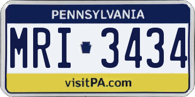 PA license plate MRI3434