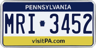 PA license plate MRI3452