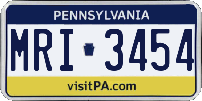 PA license plate MRI3454
