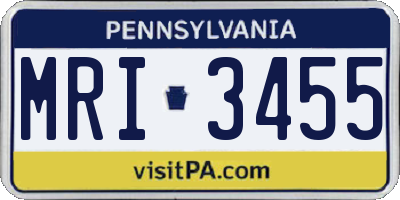 PA license plate MRI3455