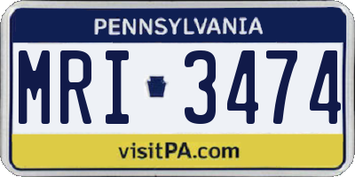 PA license plate MRI3474