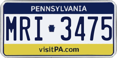 PA license plate MRI3475