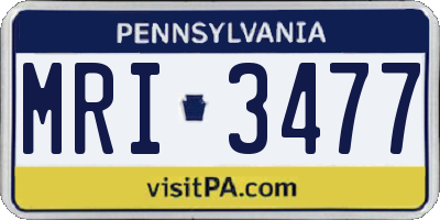PA license plate MRI3477