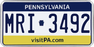 PA license plate MRI3492