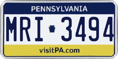 PA license plate MRI3494