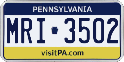 PA license plate MRI3502