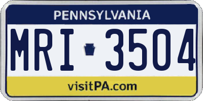 PA license plate MRI3504