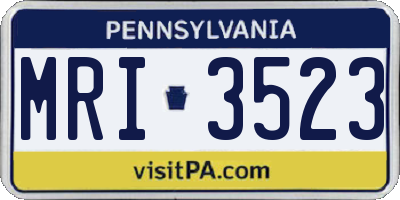 PA license plate MRI3523