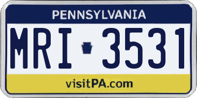 PA license plate MRI3531