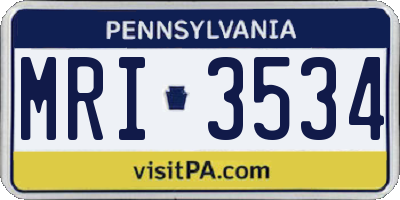 PA license plate MRI3534