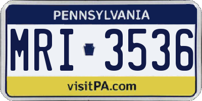 PA license plate MRI3536