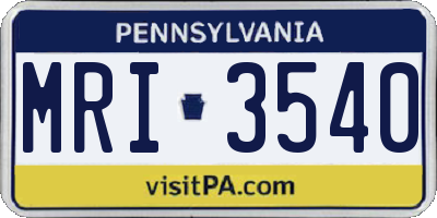 PA license plate MRI3540
